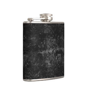 Velvety Onyx Damask Black Vampy Grunge Baroque Hip Flask