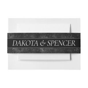Velvety Onyx Damask Black Vampy Grunge Baroque Invitation Belly Band