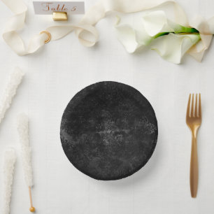 Velvety Onyx Damask   Black Vampy Grunge Baroque Paper Plate