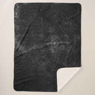 Velvety Onyx Damask Black Vampy Grunge Baroque Sherpa Blanket