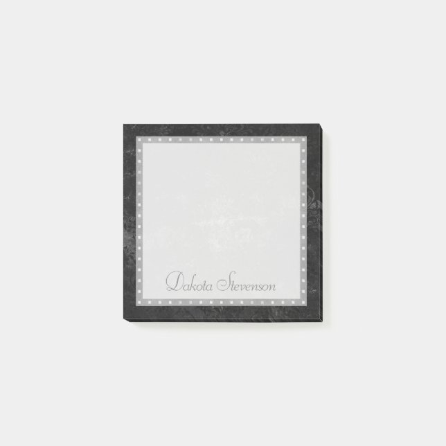 Velvety Onyx Damask | Black Vampy Grunge Custom Post-it Notes (Front)
