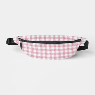 Velvety Pink and White Gingham Charm Bum Bags