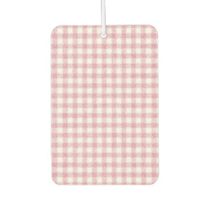 Velvety Pink and White Gingham Charm Car Air Freshener