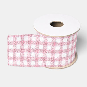 Velvety Pink and White Gingham Charm Grosgrain Ribbon