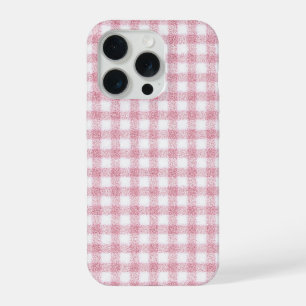 Velvety Pink and White Gingham Charm iPhone 15 Pro Case