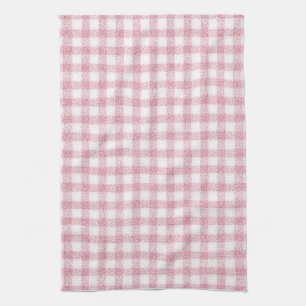 Velvety Pink and White Gingham Charm Tea Towel