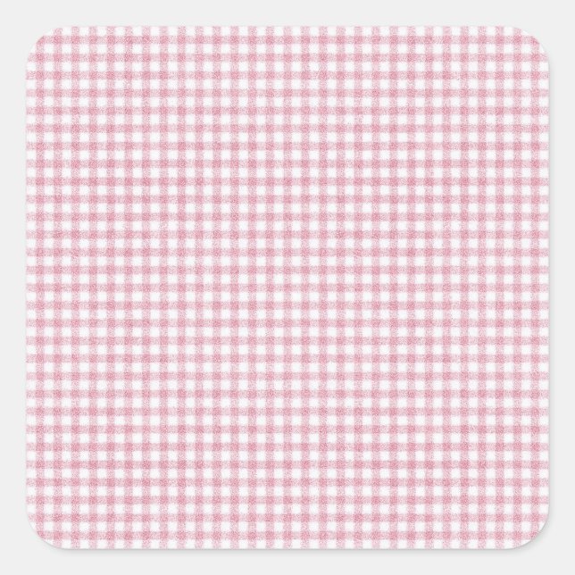 Velvety Pink and White Tiny Gingham Charm Square Sticker (Front)