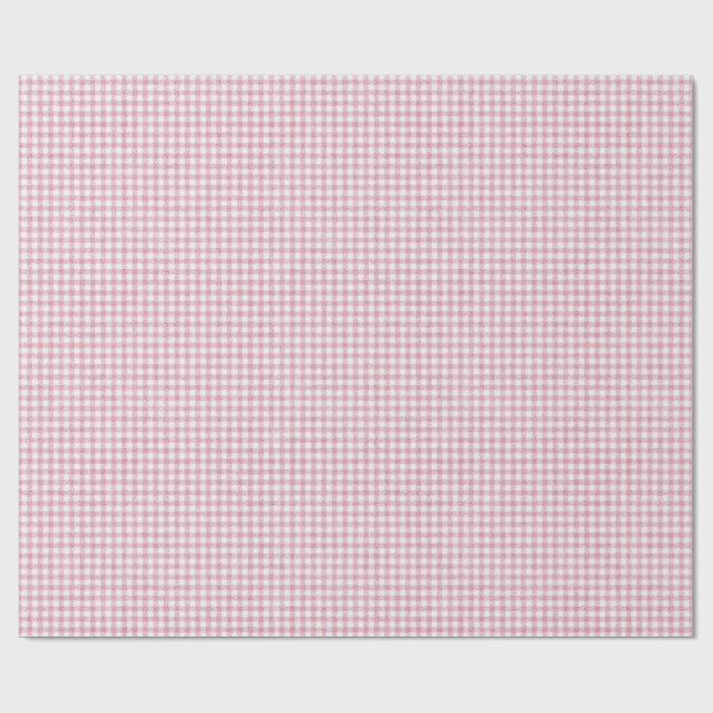 Velvety Pink and White Tiny Gingham Charm Wrapping Paper (Flat)