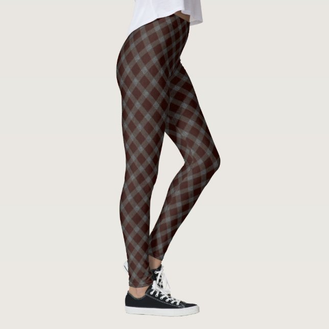 'Velvety' red cross tartan chess with rough parts  Leggings (Right)