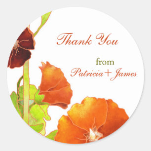 Velvety Red Hollyhocks Wedding Thank You Classic Round Sticker