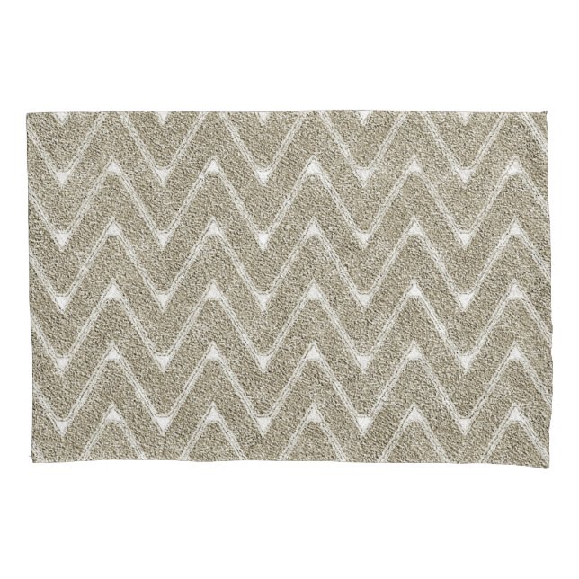 Velvety Sand Brown Chevron Pattern Pillowcase (Front)