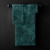 Velvety Teal Damask | Dark Green Grunge Baroque