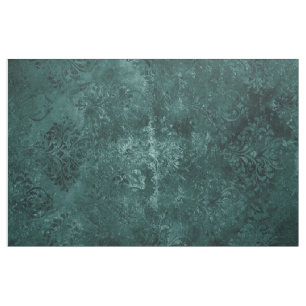 Velvety Teal Damask   Dark Green Grunge Baroque Fabric