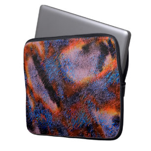 Velvety texture smeared with red to blue oil paint laptop sleeve