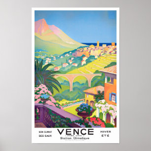 Vence France vintage travel Poster