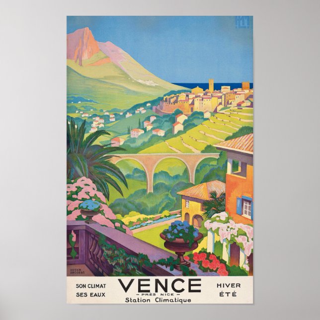 Vence France Vintage Travel Poster (Front)
