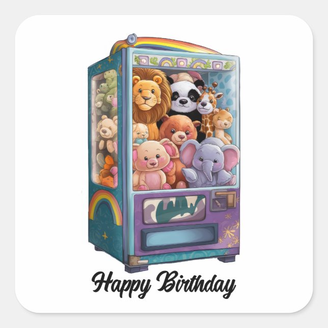 vending machine full of teddy bears square sticker (Front)