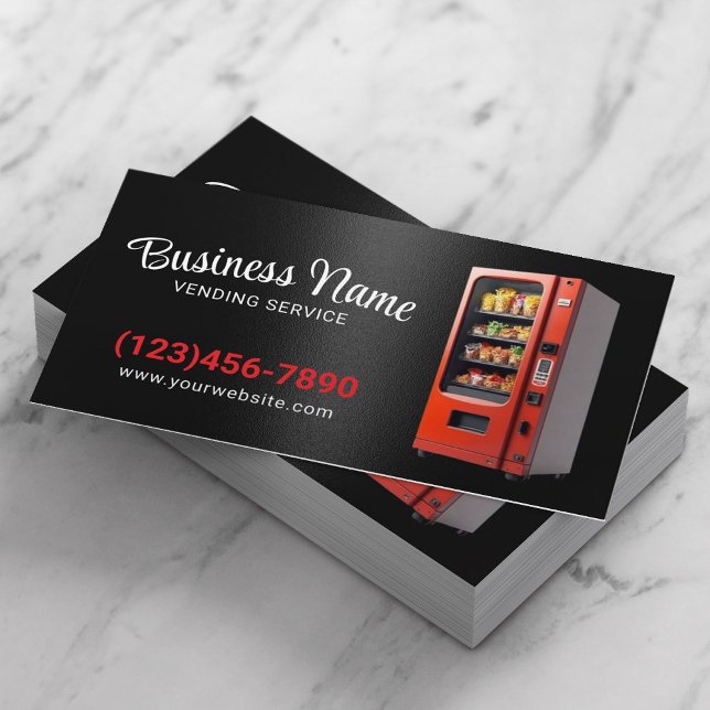 Vending Machines Service Modern Black Metal Business Card (Creator Uploaded)