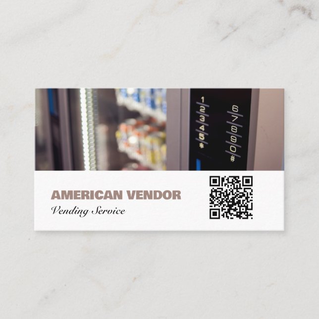 Vending Service QR Code Vendor Food Snack Business Card (Front)