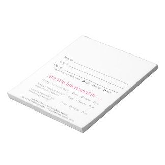 Vendor Lead Slips for Booking & Recruit Pink Zebra Notepad