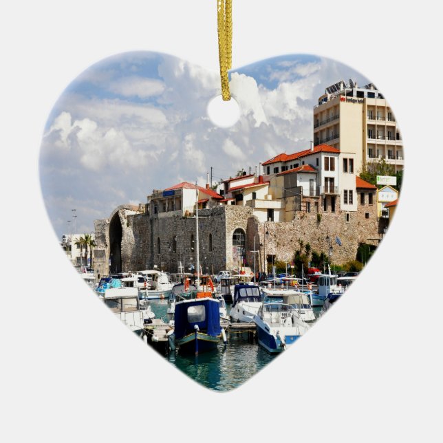 Venetian arsenalharbour Heraklion Crete Greece Ceramic Ornament (Front)