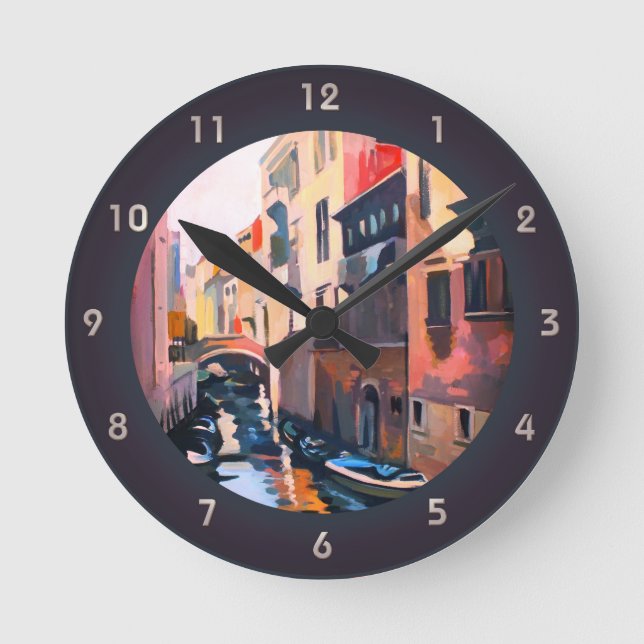 Venetian Canal - Fine Art Painting Round Clock (Front)