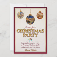 Venetian Christmas Party Invitation Murano Gold