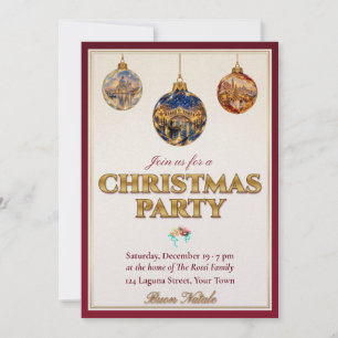 Venetian Christmas Party Invitation Murano Gold