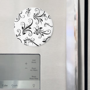Venetian Damask, Damask Pattern - Black White Magnet