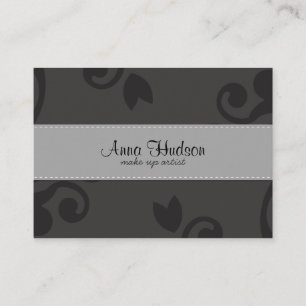 Venetian Damask, Ornaments, Swirls - Grey Black Business Card