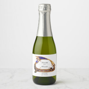 Venetian Gondola Ornate Black & White Wedding Sparkling Wine Label