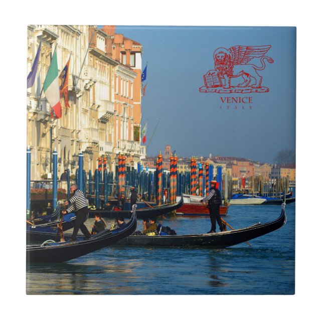 Venetian gondoliers ceramic tile (Front)