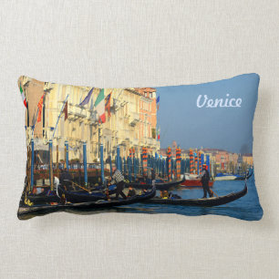 Venetian Gondoliers on Canal Grande Lumbar Cushion