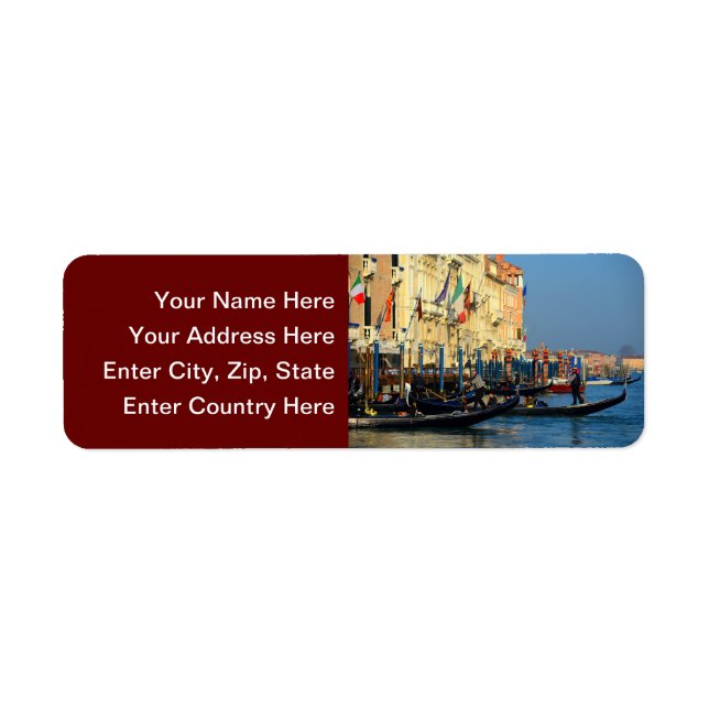 Venetian gondoliers return address label (Front)