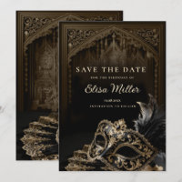 Venetian Gothic Masquerade Party Save the Date