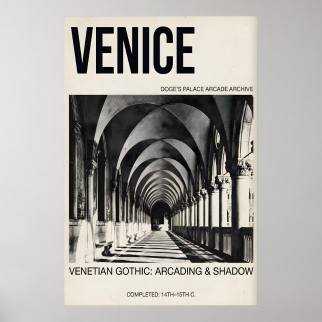 Venetian Gothic Poster Venice Arcade Architecture (Front)