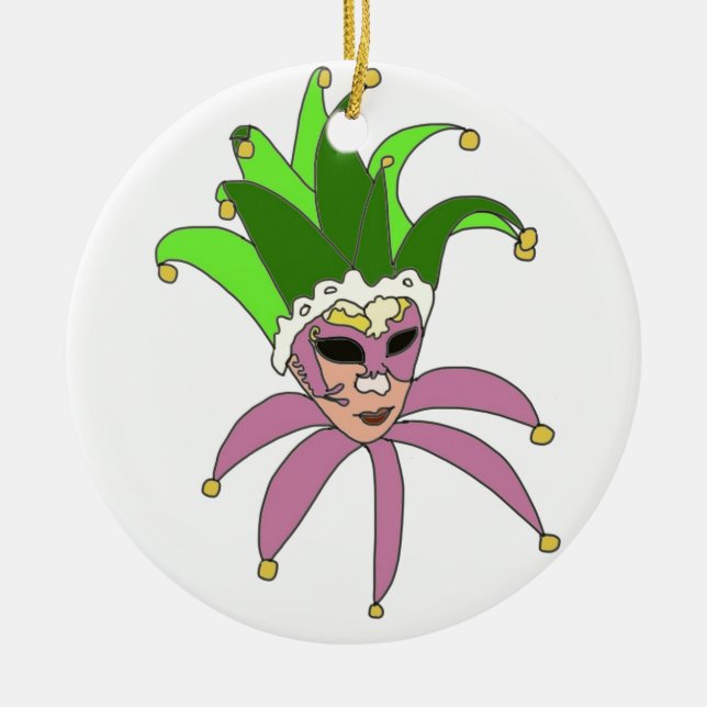 Venetian Jester Mask  2 Ceramic Ornament (Front)