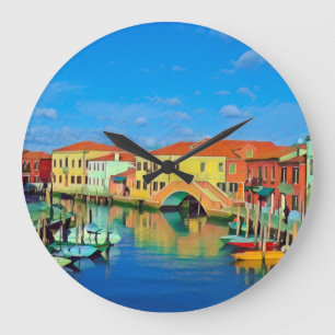 Venetian Lagoon - MURANO - panorama Large Clock