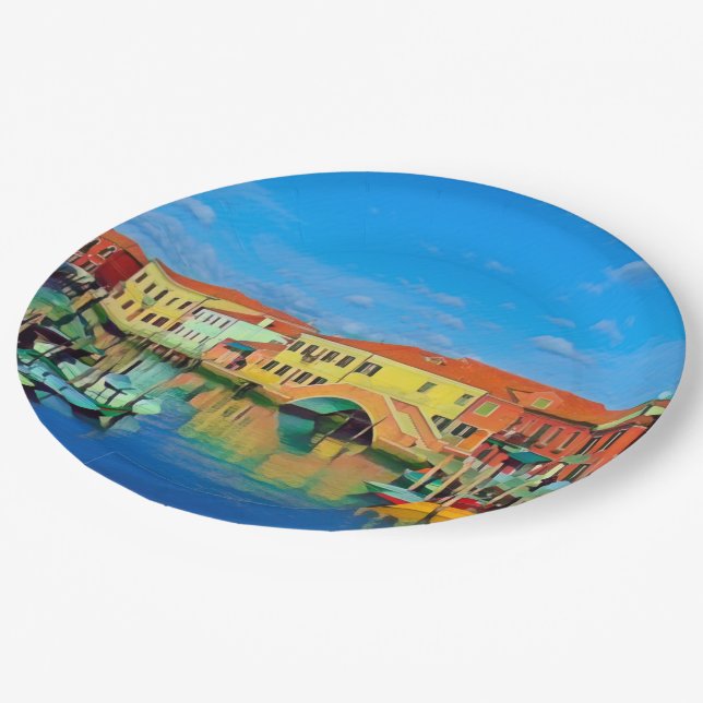 Venetian Lagoon - MURANO - panorama Paper Plate (Angled)
