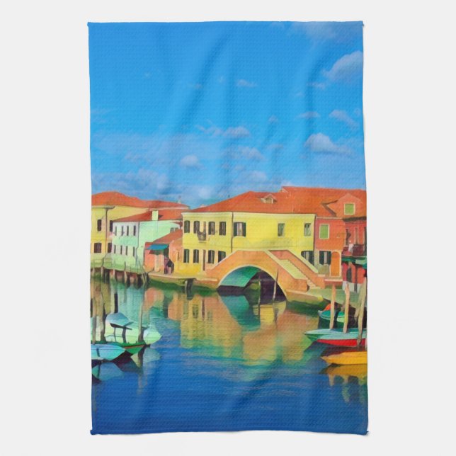 Venetian Lagoon - MURANO - panorama Tea Towel (Vertical)