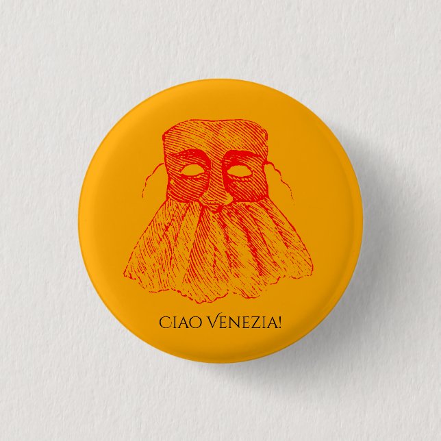 Venetian mask 3 cm round badge (Front)
