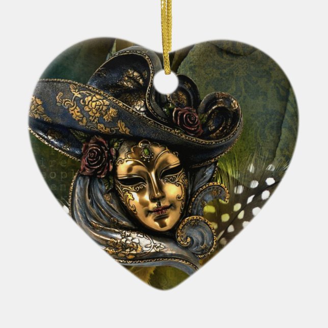 Venetian Mask Fantasy Ceramic Tree Decoration (Front)