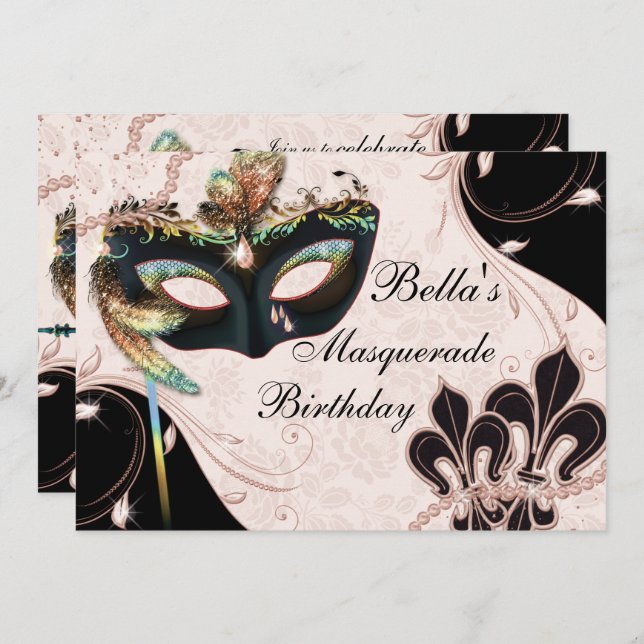 Venetian Mask Masquerade Party Invitations (Front/Back)