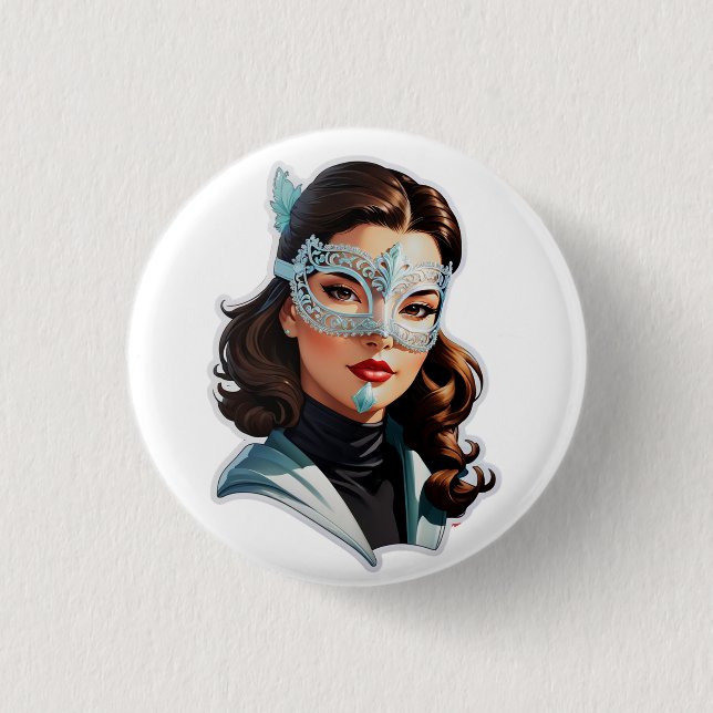 Venetian Masked Lady 3 Cm Round Badge (Front)