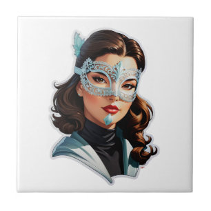 Venetian Masked Lady Ceramic Tile