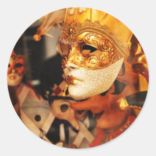 Venetian masks classic round sticker