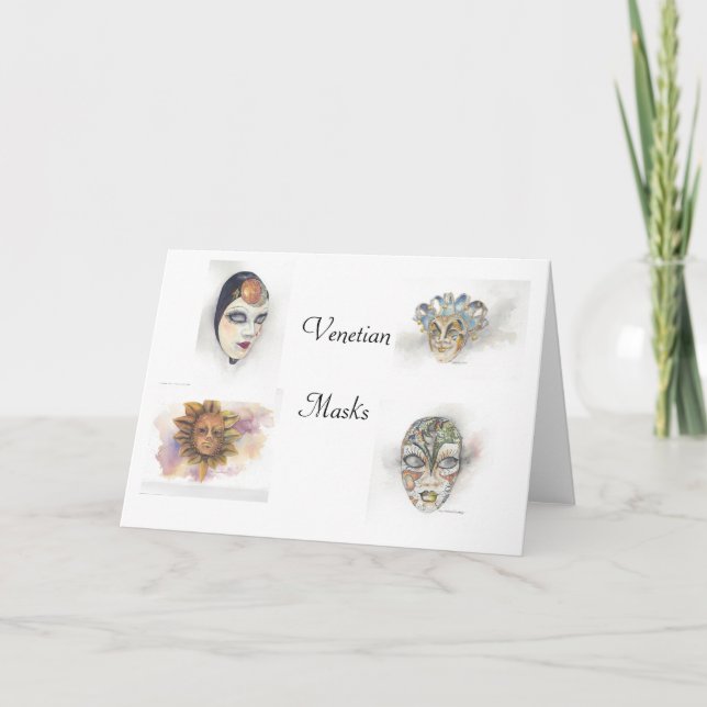 Venetian Masks Notecards by Mary Dunham Walters (Front)