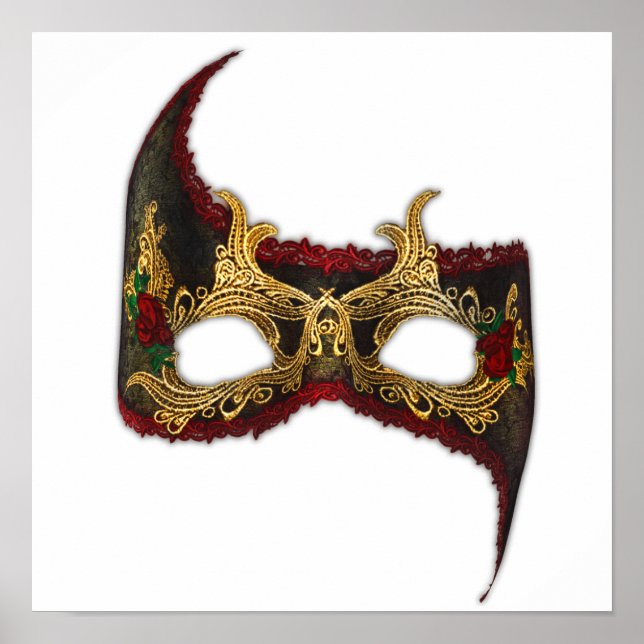 Venetian Masque: Gold and Red Rose Poster (Front)