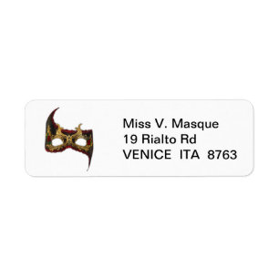 Venetian Masque: Gold and Red Rose Return Address Label