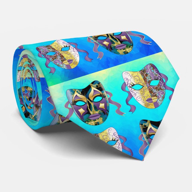 Venetian Masque Pattern in Vivid Eclectic Pattern Tie (Rolled)